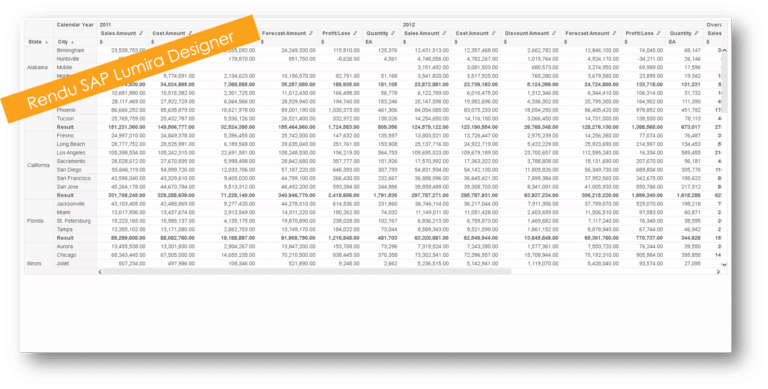 le rendu des amélioration sap lumira 