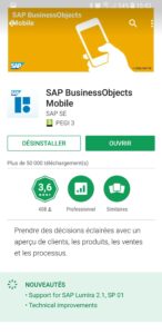 Le screenshot des mises à jour de SAP BusinessObjects Mobile