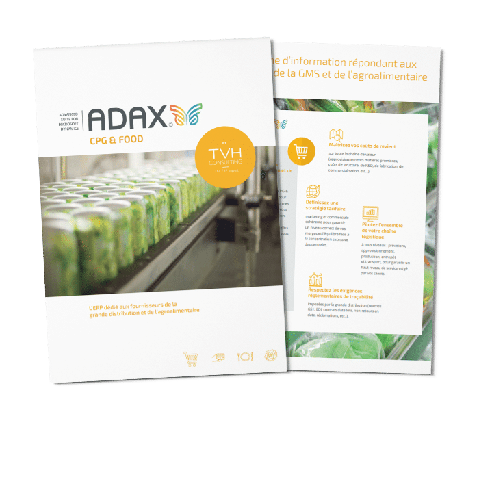 Consultez les fonctionnalités de l'ERP ADAX CPG & FOOD