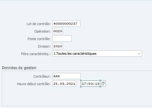 Confirmation de la saisie du contrôle de lot de production dans Cadexpress S/4HANA