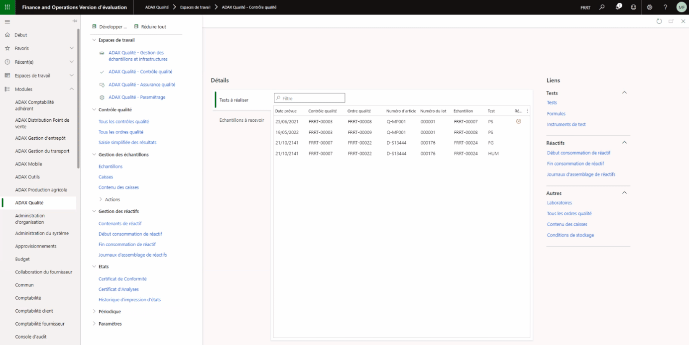 Gestion de la qualité grâce au module ADAX Suite pour Microsoft Dynamics 365