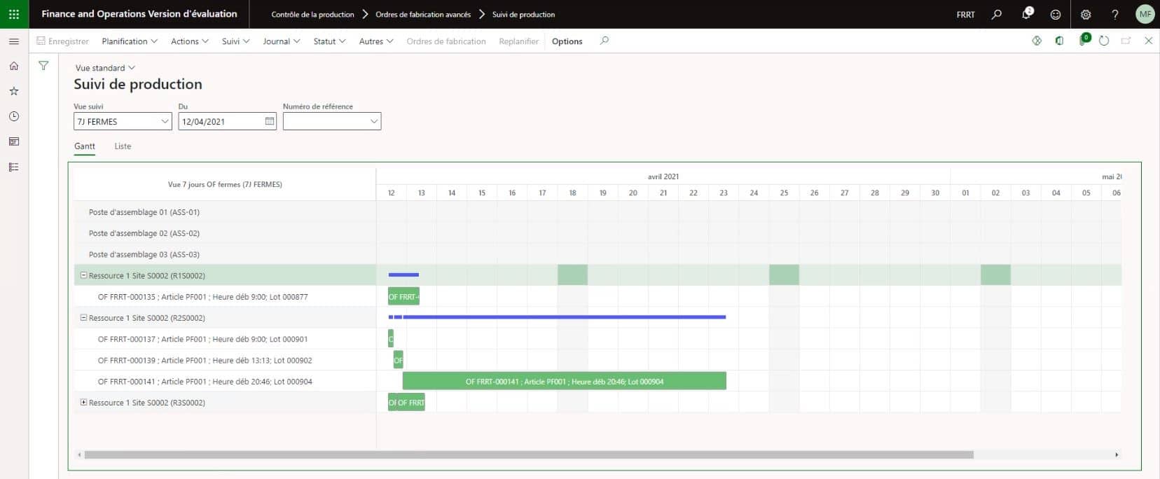 Gestion de la production au format Gantt grâce au module ADAX Suite pour Microsoft Dynamics 365